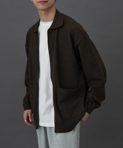 URBAN RESEARCH DOORS（アーバンリサーチドアーズ）の「FORK&SPOON　PROVORONEジップカーディガン（カーディガン/ボレロ・メンズ・CHARCOAL/BROWN・4/5）」の2枚目の写真