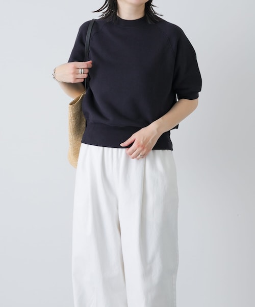 かぐれ（カグレ）の「コットンリヨセル半袖スウェット（スウェット・レディース・LIGHT GRAY/OATMEAL/NAVY・Free）」の3枚目の写真