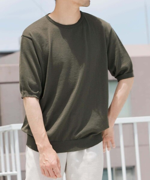URBAN RESEARCH ROSSO（アーバンリサーチロッソ）の「『UR TECH』AIRDRY半袖クルーニット（ニット/セーター・メンズ・CHARCOAL/NAVY/ICE GRAY/KHAKI・M/L/XL）」の20枚目の写真