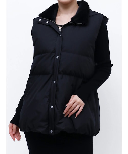 RESEXXY（リゼクシー）の「ネックファーダウンベスト（ベスト・レディース・ホワイト/ブラック・F）」の5枚目の写真