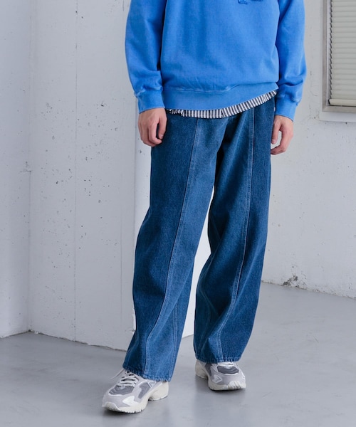 SENSE OF PLACE by URBAN RESEARCH（センスオブプレイスバイアーバンリサーチ）の「デニムパネルキリカエワイドパンツ（デニムパンツ・メンズ・BLACK/L.INDIGO・M/L）」の2枚目の写真