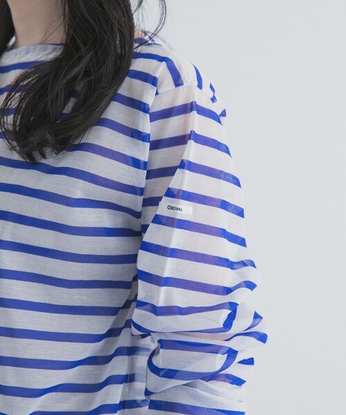 URBAN RESEARCH DOORS(アーバンリサーチドアーズ)の「ORCIVAL BOAT NECK LONG-SLEEVE PULLOVER(Tシャツ/カットソー・レディース・BLUE/GREY/YELLOW・1)」の14枚目の写真