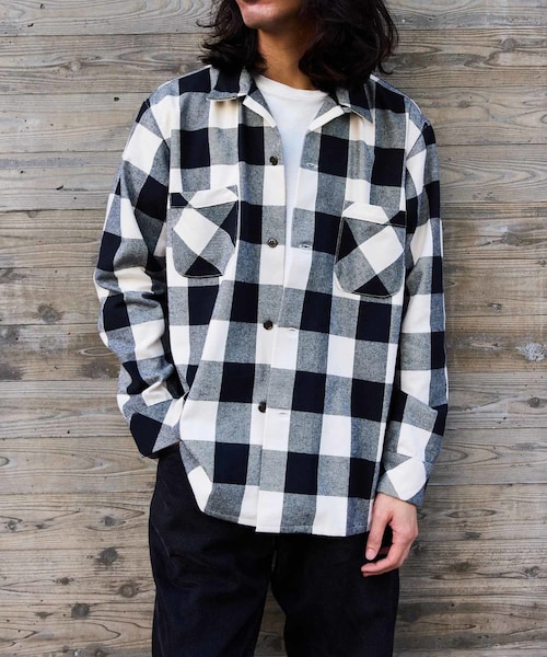 ADAM ET ROPE'（アダムエロペ）の「《別注》【BONCOURA/ボンクラ】オープンカラーネルシャツ ブロックチェック（シャツ/ブラウス・メンズ・ブラック・36/38/40/42）」の5枚目の写真