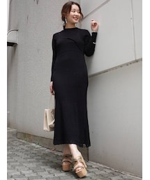 MERCURYDUO | 透かし編みニットキャミワンピースセット(ワンピース)