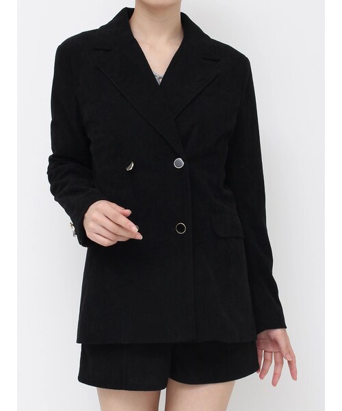 EATME（イートミー）の「コーデュロイルーズジャケット（テーラードジャケット・レディース・アイボリー/ブラック/ワイン・F）」の6枚目の写真