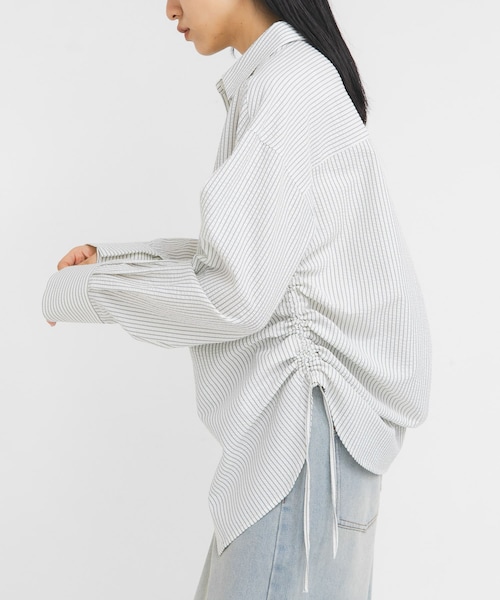 KBF(ケイビーエフ)の「サイドドロストサッカーシャツ(シャツ/ブラウス・レディース・IVO×BLUE/BEIGE×BLK/BLUE×OFF・One)」の6枚目の写真