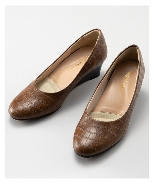 nissen（ニッセン）の「ラウンドトゥウェッジヒールパンプス（パンプス・メンズ・黒(スムース)/グレージュ(スエード調)/チェック/ブラウン(クロコ調)/黒(レース)/グレーヘンプ/黒(スエード調)/ツイード調/黒(生地)・21.0cm/22.0cm/22.5cm/23.0cm/23.5cm/24.0cm/24.5cm/25.0cm/25.5cm/26.0cm/27.0cm）」の8枚目の写真