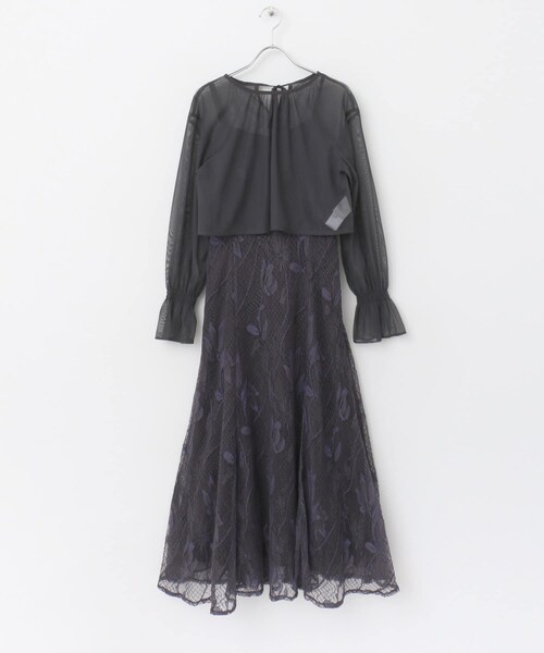 URBAN RESEARCH ROSSO（アーバンリサーチロッソ）の「チュールブラウス付き配色レースドレス（ワンピース・レディース・beige/purple/charcoal・FREE）」の21枚目の写真