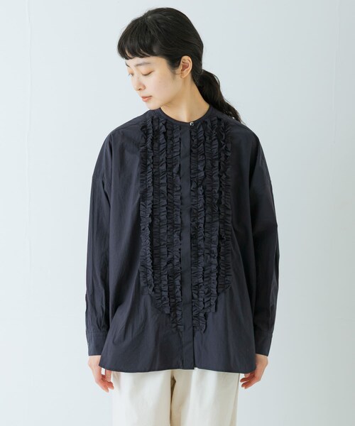 かぐれ（カグレ）の「コットンフリルワイドシャツ（シャツ/ブラウス・レディース・OFF/NAVY・Free）」の19枚目の写真