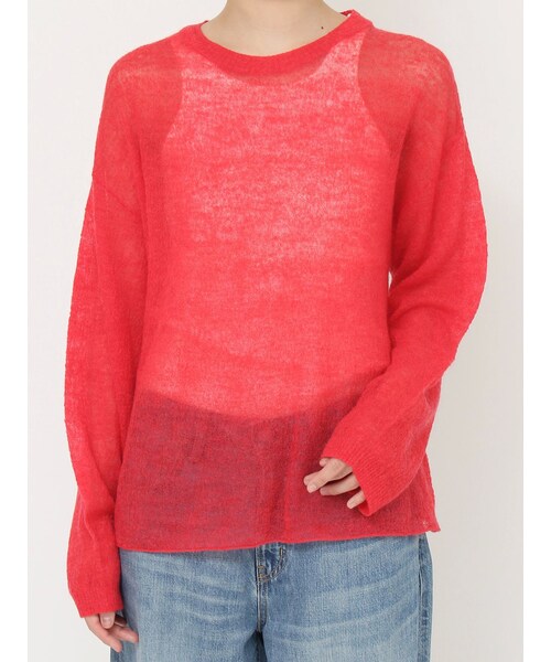 Ungrid（アングリッド）の「モヘヤ混シアーニット（ニット/セーター・レディース・ライトグレー/レッド/グリーン/ピスタチオ/ブラウン・F）」の8枚目の写真