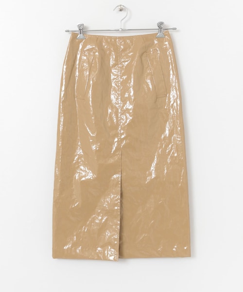 AURALEE　LINEN ENAMEL LAMINATE SKIRT