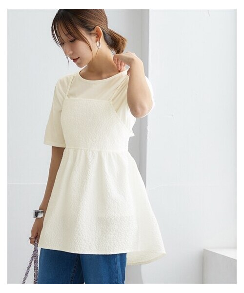 nissen（ニッセン）の「2点セット（キャミソールチュニック+無地Tシャツ）（シャツ/ブラウス・レディース・黒/オフホワイト・S/M/L/LL/3L/4L/5L/6L）」の10枚目の写真