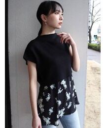 MURUA | ブラーフラワーレイヤードトップス(ニット/セーター)