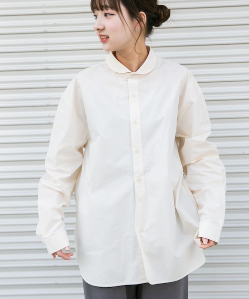 ITEMS URBANRESEARCH（アイテムズ アーバンリサーチ）の「ブロード ラウンドカラーシャツ（シャツ/ブラウス・メンズ・SAX/IVO/PPL/LIME GREEN・M/L）」の6枚目の写真