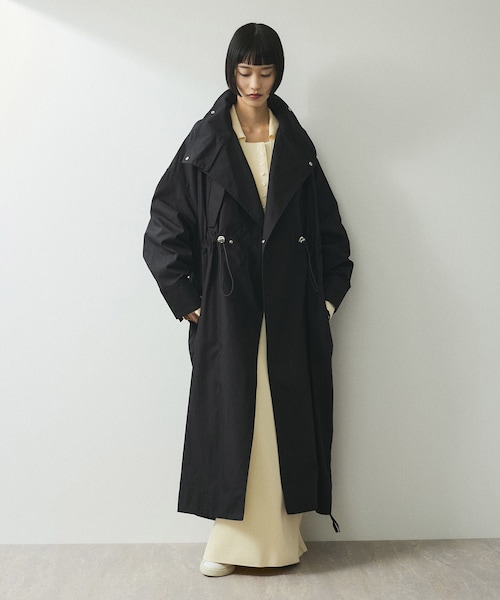 ADAM ET ROPE'(アダムエロペ)の「【WEB限定】スタンドカラーロングモッズコート(モッズコート・レディース・ブラック/オフホワイト/カーキ系・F)」の9枚目の写真