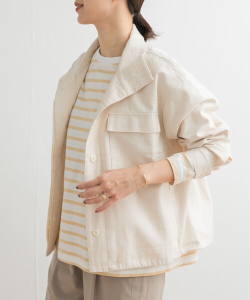 URBAN RESEARCH DOORS（アーバンリサーチドアーズ）の「ミリタリースタンドカラージャケット（ミリタリージャケット・レディース・NATURAL/KHAKI・M）」の13枚目の写真