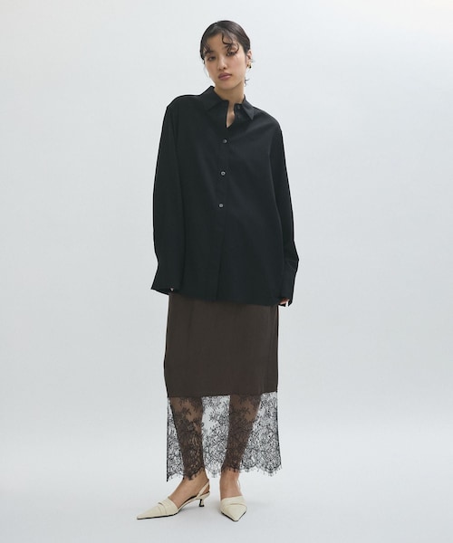 ADAM ET ROPE'（アダムエロペ）の「【EMOELLE】キュプラレースイージースカート（スカート・レディース・ダークブラウン/ピンク・F）」の7枚目の写真