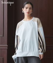 nissen | 肉厚ポンチ素材ライン使いプルオーバー ［Soiunique］(Tシャツ/カットソー)