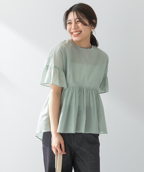 URBAN RESEARCH ROSSO（アーバンリサーチロッソ）の「F by ROSSO　コットンボイル切替ギャザーブラウス（シャツ/ブラウス・レディース・LAVENDER/MINT/L/BROWN/BLACK・FREE）」の3枚目の写真