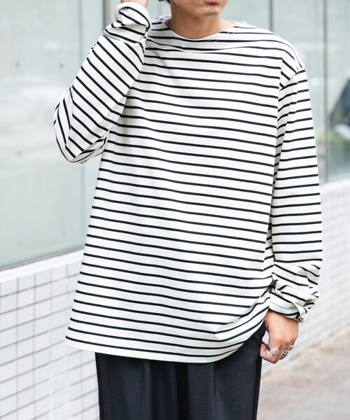 URBAN RESEARCH DOORS（アーバンリサーチドアーズ）の「FORK&SPOON　ボートネックボーダー（Tシャツ/カットソー・メンズ・ECR×BLK/ECR×RED/OFF×GRN・4/5）」の10枚目の写真