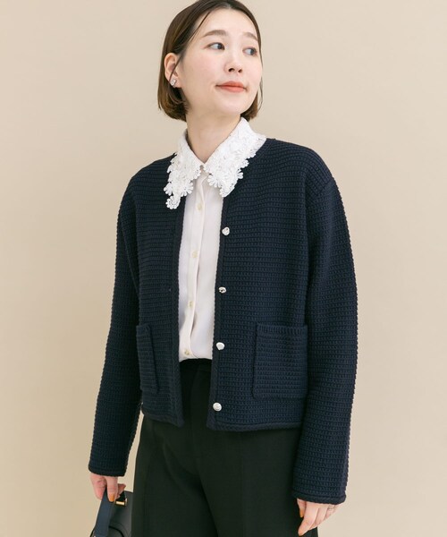 URBAN RESEARCH ROSSO（アーバンリサーチロッソ）の「『WEB/一部店舗限定』ツイードノーカラーニットジャケット（ノーカラージャケット・レディース・OFF/NAVY・Free）」の17枚目の写真