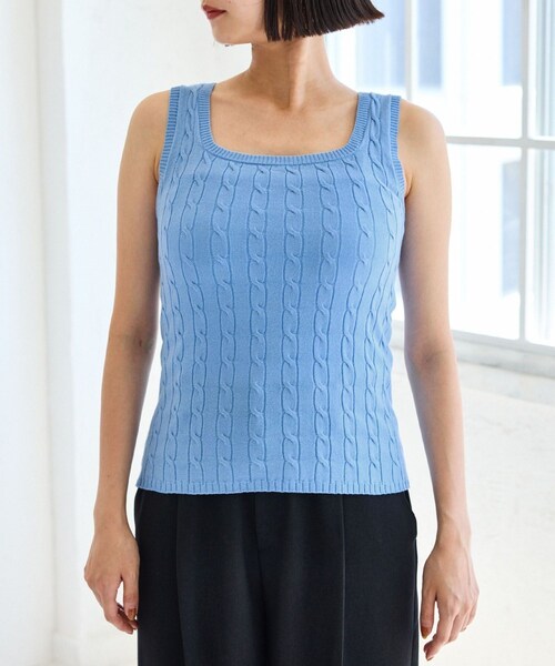 VIS（ビス）の「【前後2WAY】ケーブルニットタンクトップ（タンクトップ・レディース・チャコール/ベージュ/サックス・F）」の17枚目の写真