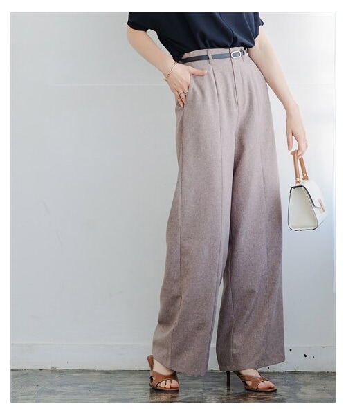 nissen（ニッセン）の「リネンライクセンターシーム入ワイドパンツ（UVカット・吸汗速乾・防シワ）＜大きいサイズ有＞（スウェットパンツ・レディース・ダークネイビー/ブラウン・S/M/L/LL/3L/4L/5L/6L/8L/10L）」の8枚目の写真