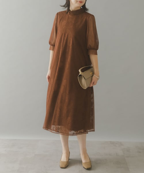 URBAN RESEARCH ROSSO（アーバンリサーチロッソ）の「kaene　チュールレースAラインドレス（ワンピース・レディース・yellow/brown・FREE）」の7枚目の写真