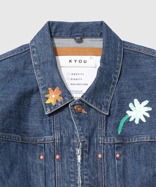 ADAM ET ROPE'(アダムエロペ)の「【KYOU/キョウ】ROEBUCK Type-50s Hand Painted Jacket feat. MIO YAMAMOTO(デニムジャケット・メンズ・ブラック/ブルー系・1/2/3)」の8枚目の写真