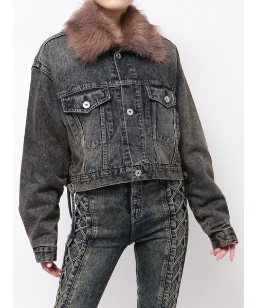 GYDA(ジェイダ)の「2WAY ECO FURショートデニムGジャン(デニムジャケット・レディース・ブルー/インディゴ・F)」の2枚目の写真