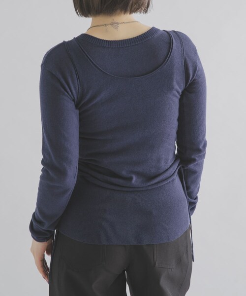 THE GOODLAND MARKET（ザグッドランドマーケット）の「cwtch　LAYERED KNIT TOPS（ニット/セーター・レディース・GRAY/NAVY/BERRY/YELLOW・Free）」の16枚目の写真