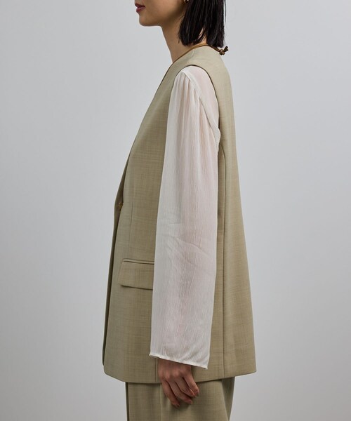 ROPE'（ロペ）の「【洗える】ウール混ツイル ジレベスト/セットアップ対応【WEB・一部店舗限定】（ベスト・レディース・ブラック/ベージュ・F）」の12枚目の写真