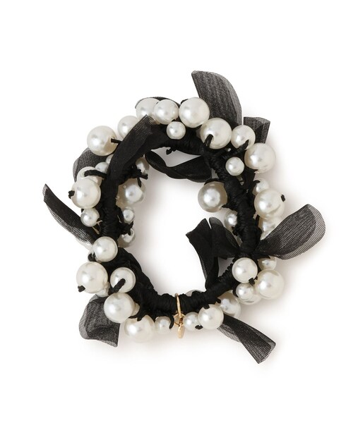 VIS（ビス）の「パールリボンヘアゴム（ヘアゴム・レディース・ブラック/キナリ系・F）」の10枚目の写真