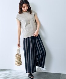 nissen | リブ使いフレンチスリーブTシャツ【Otona Purete】(Tシャツ/カットソー)