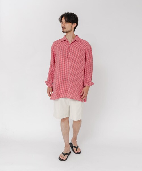 URBAN RESEARCH（アーバンリサーチ）の「『別注』Cale×URBAN RESEARCH　ギンガムチェックシャツ（シャツ/ブラウス・メンズ・PINK×RED・3/4）」の7枚目の写真