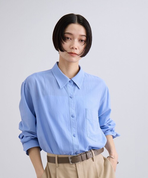 ADAM ET ROPE'(アダムエロペ)の「YAMAZAKIテキスタイルニュアンスコットンシャツ(シャツ/ブラウス・レディース・オフホワイト/ベージュ/サックス・F)」の12枚目の写真