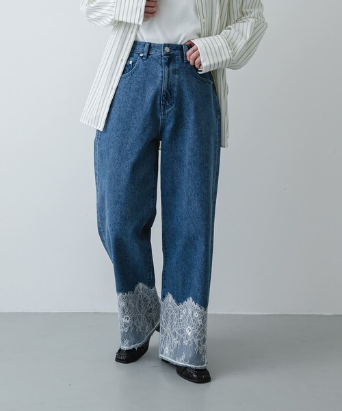 SENSE OF PLACE by URBAN RESEARCH（センスオブプレイスバイアーバンリサーチ）の「レースドッキングデニムパンツ（その他パンツ・レディース・L.INDIGO/GRAY・S/M）」の17枚目の写真