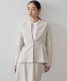 VIS | 【WEB限定】【美easy】コンフォートツイルペプラムノーカラージャケット【洗える】【防シワ】【UVケア】(ノーカラージャケット)