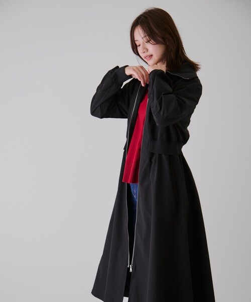 Jayro（ジャイロ）の「ウエスト切替ジップアップロングコート（その他アウター・レディース・ブラック/ベージュ/グリーン系/カーキ/レッド・F）」の10枚目の写真