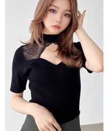 RESEXXY | ラグランレース半袖ニットトップス(ニット/セーター)