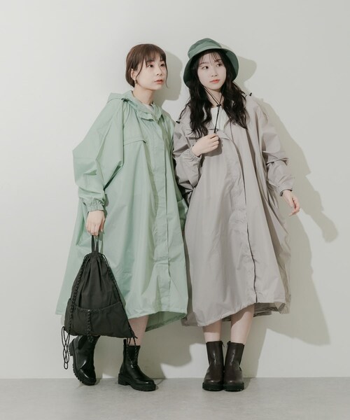 SMELLY（スメリー）の「『WEB限定』because　Mods Poncho（レインコート/ポンチョ・レディース・MNT/GRY/NVY・One）」の17枚目の写真