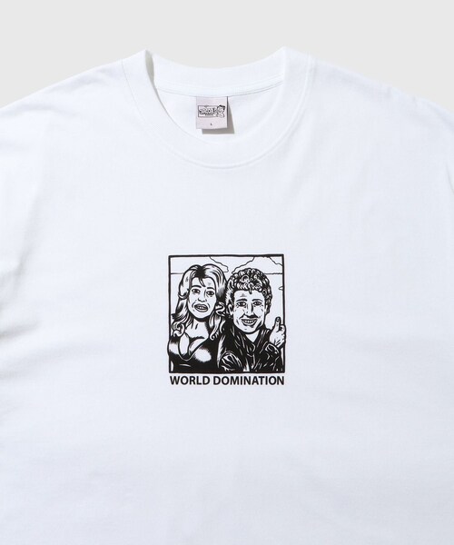 ADAM ET ROPE'（アダムエロペ）の「【POLAR SKATE CO./ポーラー スケートカンパニー】TEE WORLD DOMINATION（Tシャツ/カットソー・メンズ・ホワイト・L/M）」の4枚目の写真