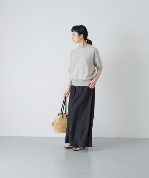 かぐれ（カグレ）の「コットンリヨセル半袖スウェット（スウェット・レディース・LIGHT GRAY/OATMEAL/NAVY・Free）」の8枚目の写真