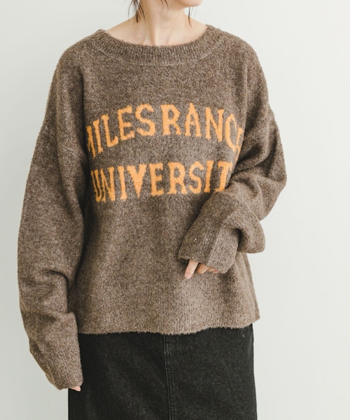ITEMS URBANRESEARCH（アイテムズ アーバンリサーチ）の「ブークレビッグロゴニット（ニット/セーター・レディース・BRN/L.GRAY/MNT・FREE）」の2枚目の写真
