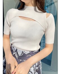 MERCURYDUO | 2WAYスリットボトルネックハーフスリーブニット(ニット/セーター)