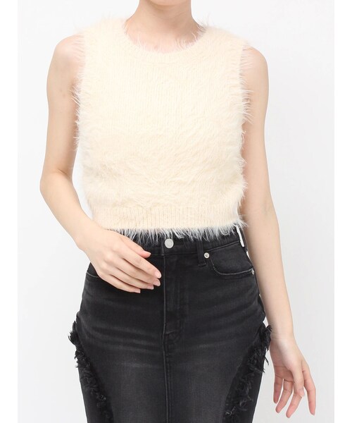 EVRIS（エヴリス）の「ファンシーヤーンノースリニットトップス（タンクトップ・レディース・アイボリー/ブルー/ブラウン・F）」の9枚目の写真