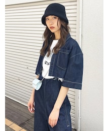 EMODA | 【セットアップ着用可】ヘムカットクロップスデニムシャツ(シャツ/ブラウス)