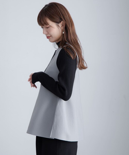 URBAN RESEARCH Sonny Label（アーバンリサーチサニーレーベル）の「『WEB限定』2WAYペプラムニットベスト（ニット/セーター・レディース・ベージュ/ライトグレー/ブラック・FREE）」の19枚目の写真