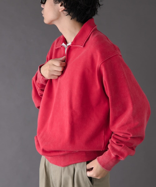 URBAN RESEARCH DOORS（アーバンリサーチドアーズ）の「FORK&SPOON　サンブリーチハーフジップスウェット（スウェット・メンズ・RED/NAVY・4/5）」の2枚目の写真