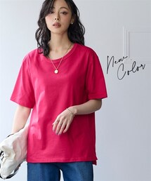 nissen | 大きいサイズ 綿100％汗染みしにくいクルーネック５分袖Ｔシャツ(Tシャツ/カットソー)